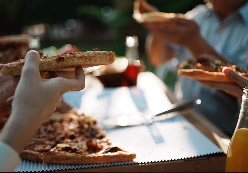 Pizza shared with friends